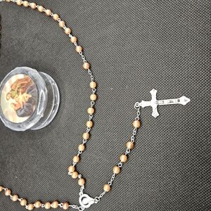 Silver and Bronze Color Rosary Beads Or Necklace